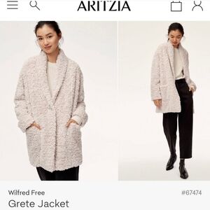 NWT WILFRED FREE Grete Teddy plush coat cream XS purchased at Aritzia